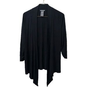 Chelsea & Theodore Open Front Waterfall Cardigan in Black